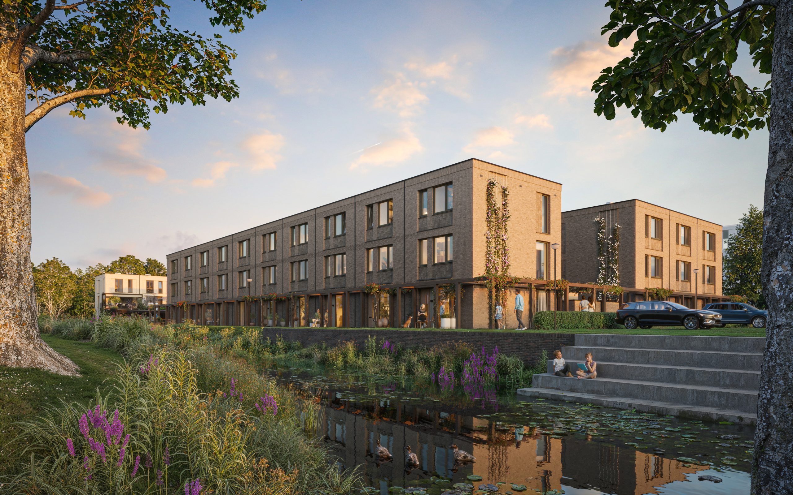 Groene woonwijk Pendorp in Alkmaar met waterpartijen en een ontwerp geïnspireerd op Mien Ruys en Abe Bonnema