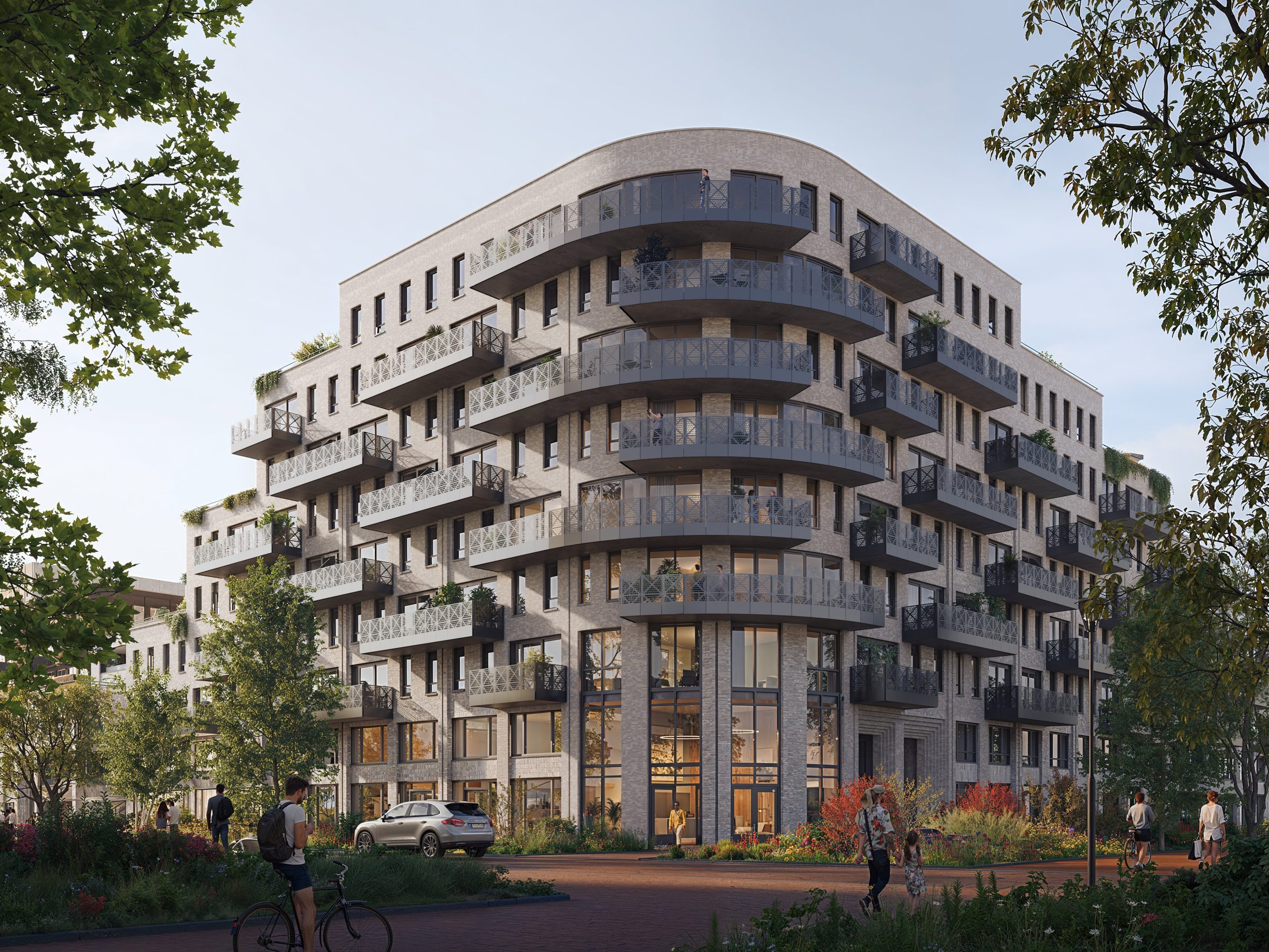 Moderne nieuwbouwappartementen bij de Stationshaven in Heerhugowaard in groene omgeving.